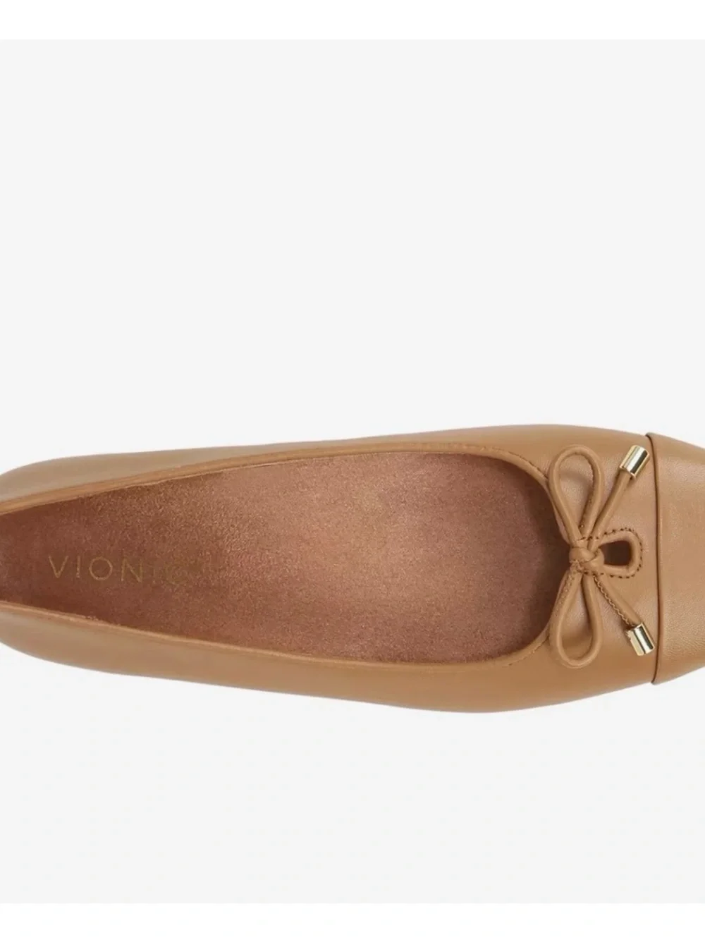 Vionic Klara Camel Leather Bow Ballet Flat 7 New